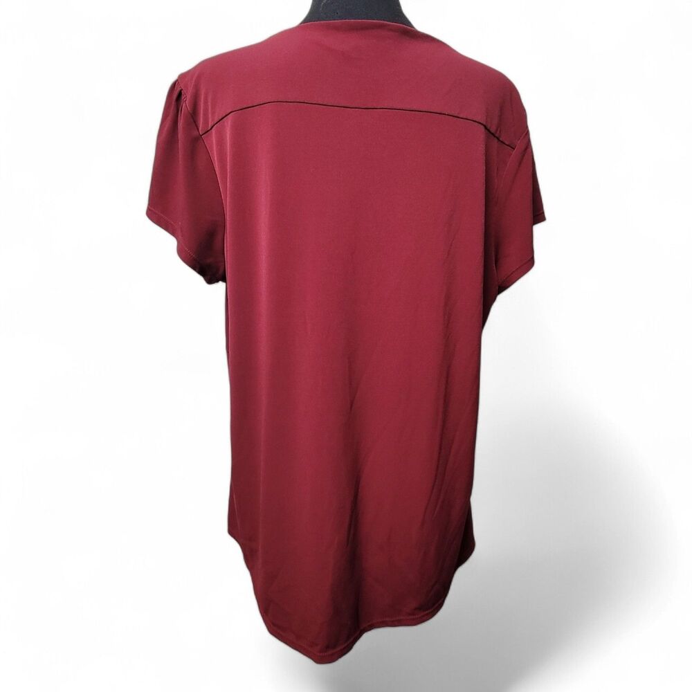 Alfani Blouse Women's Top 2X Plus Size Red Surplice Classic Workwear Party - Picture 2 of 3